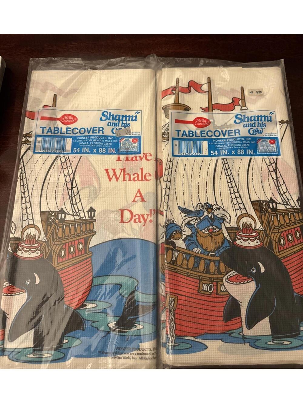 Shamu & His Crew Party Tablecloths, Vintage Birthday, Whale Of A time, New, Two